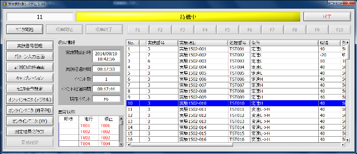 計測システム　ソフトウェア計測画面